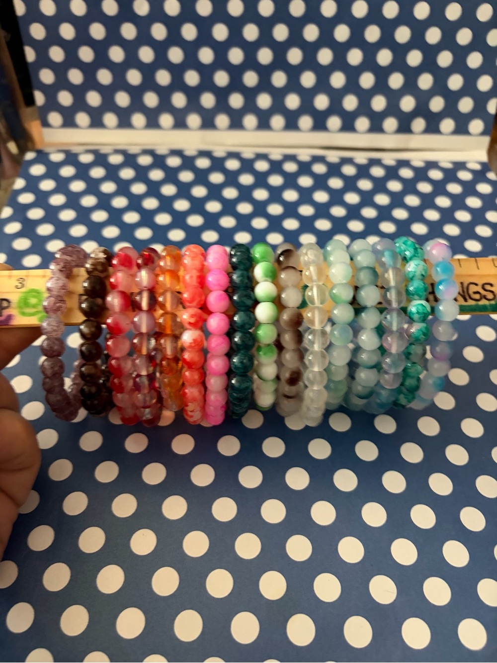 Assorted Rainbow Beaded Stretch Bracelets Set - Multicolor (16)